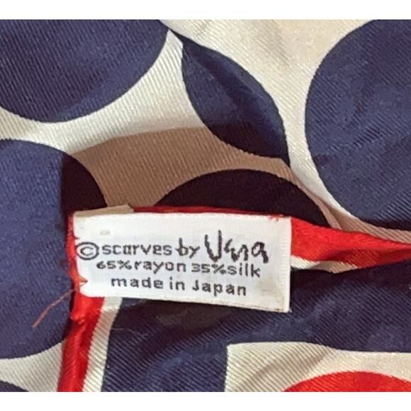 Vintage Vera Neumann Scarf - Signed - Red & Blue - Circles - Made in Japan - Picture 7 of 7